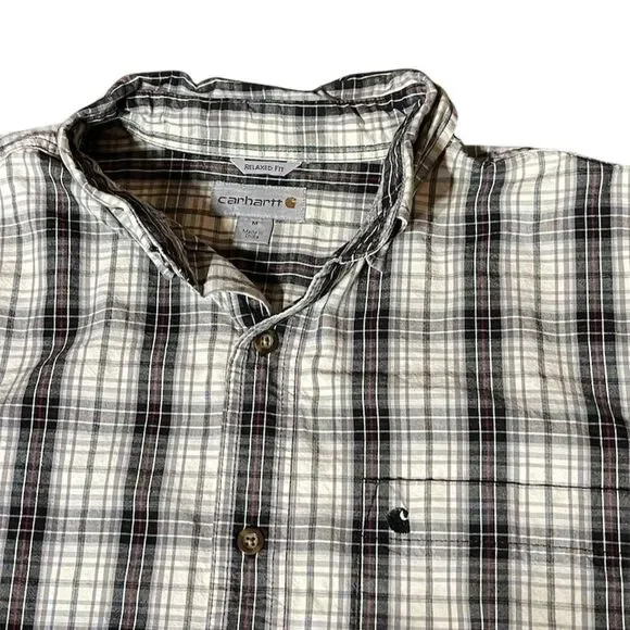 Carhartt Men's Plaid Short Sleeve Button-Up Shirt Size M - Picture 2 of 3